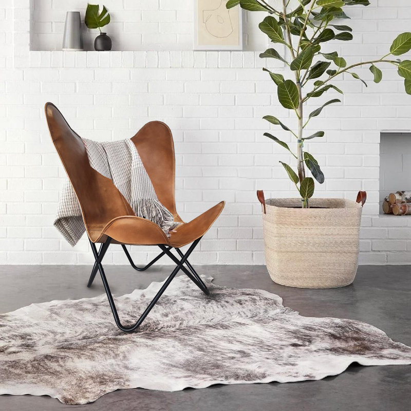 Chaise papillon, Cuir véritable brun