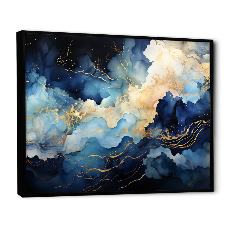 «Celestial Blue and White Sky», impression sur toile, H 12 po x l 20 po x P 1 po, Cadre flottant noir