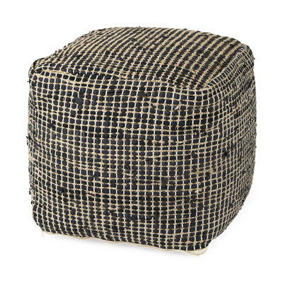 0H Leather And Jute Pouf