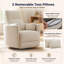  Fauteuil inclinable électrique berçant en chenille avec dossier et repose-pieds indépendants, deux coussins décoratifs et port de charge de type C (ensemble de 2)