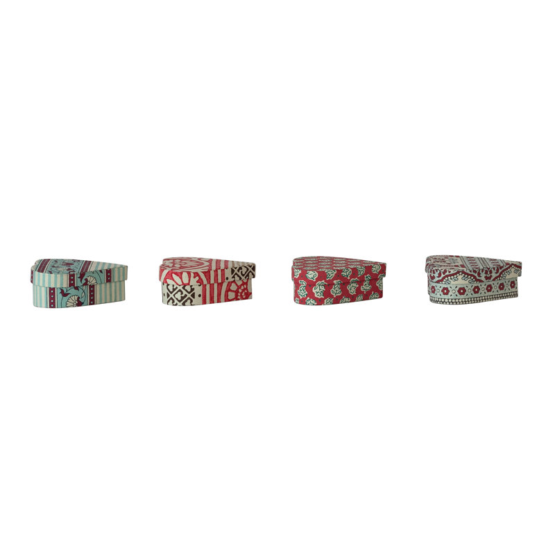 Block Printed Paper Heart Shaped Gift Box