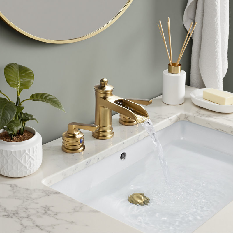 Robinet pour salle de bain à 2 poignées avec drain FURUISI, Or brossé