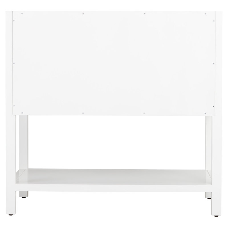 36" Robertson Single Bathroom Vanity Set with Rectangle Undermount Sink, Carrara Marble, Single Hole, White