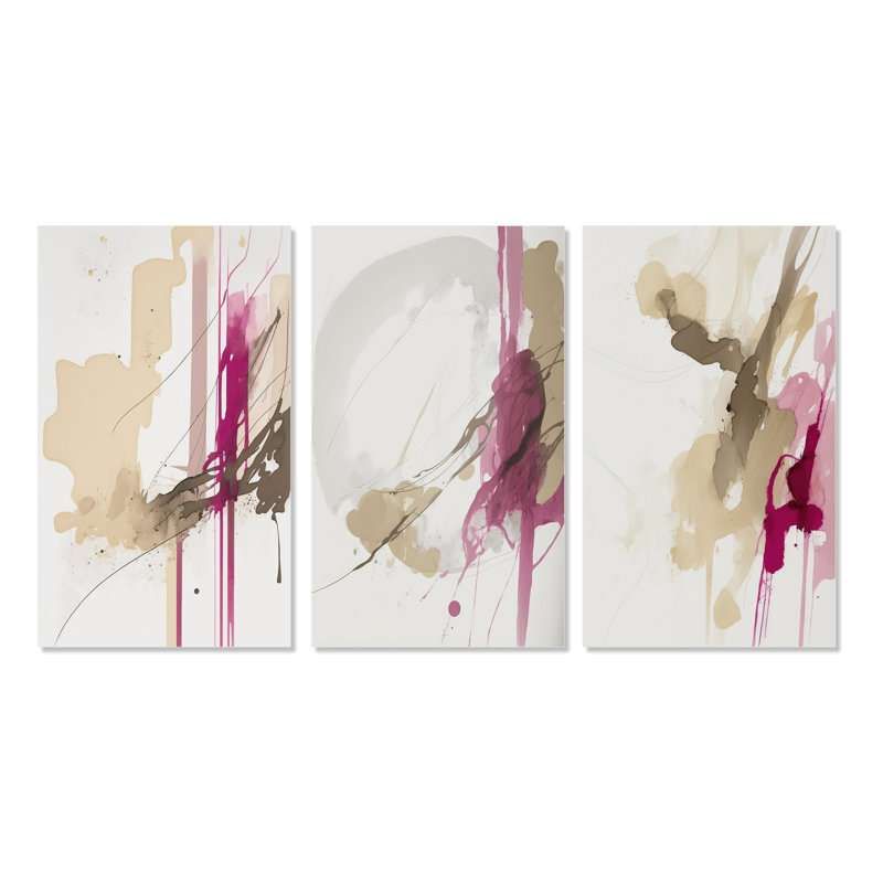 «A Touch Of Viva Magenta», 3 pièces sur toile, Toile tendue, H 32 po x l 48 po