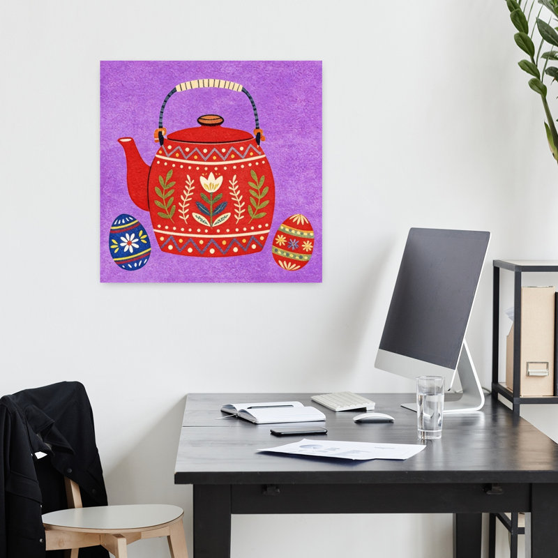 Théière et œufs Folk Art, H 18 po x l 18 po