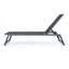 2 chaises longues en filet en aluminium - Sièges d'extérieur en noir et gris