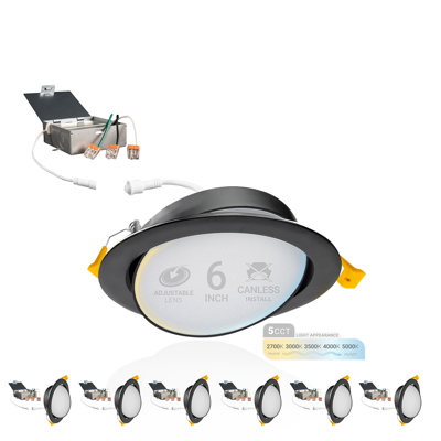 Ensemble d'éclairage encastré Canless 6 po