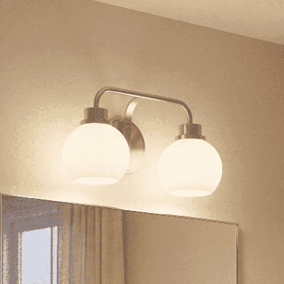 Luminaire pour meuble-lavabo de salle de bain 2 lumières Meridian en nickel brossé