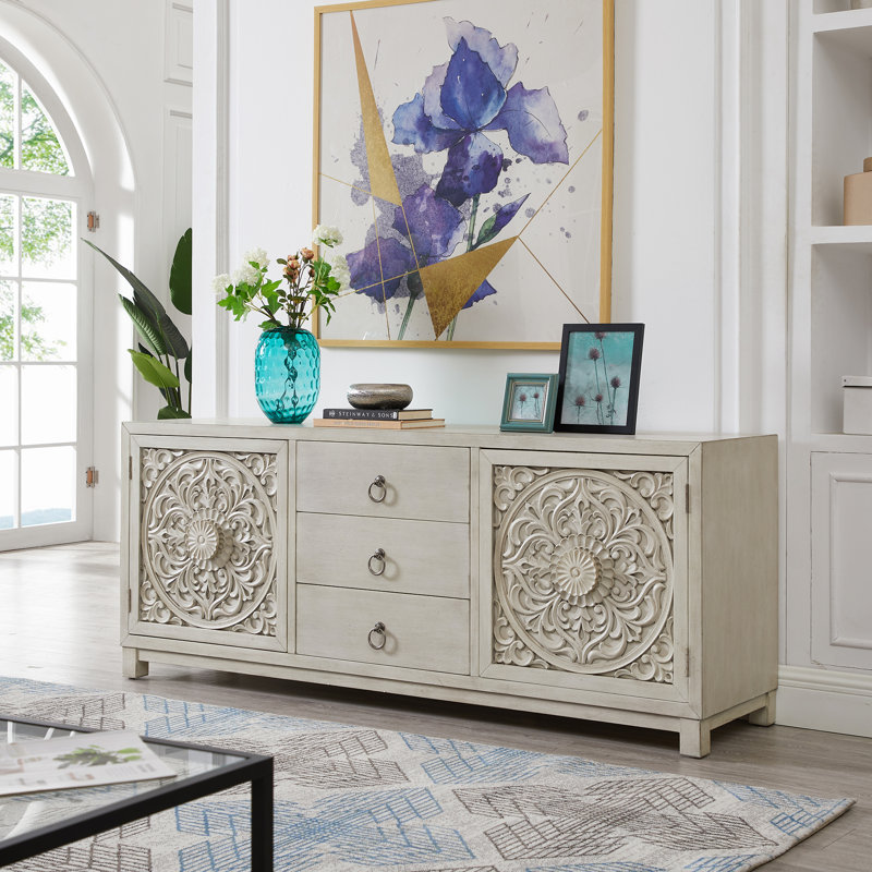 Buffet en bois massif à 2 portes Noran, H 29 po x l 72 po x P 18 po