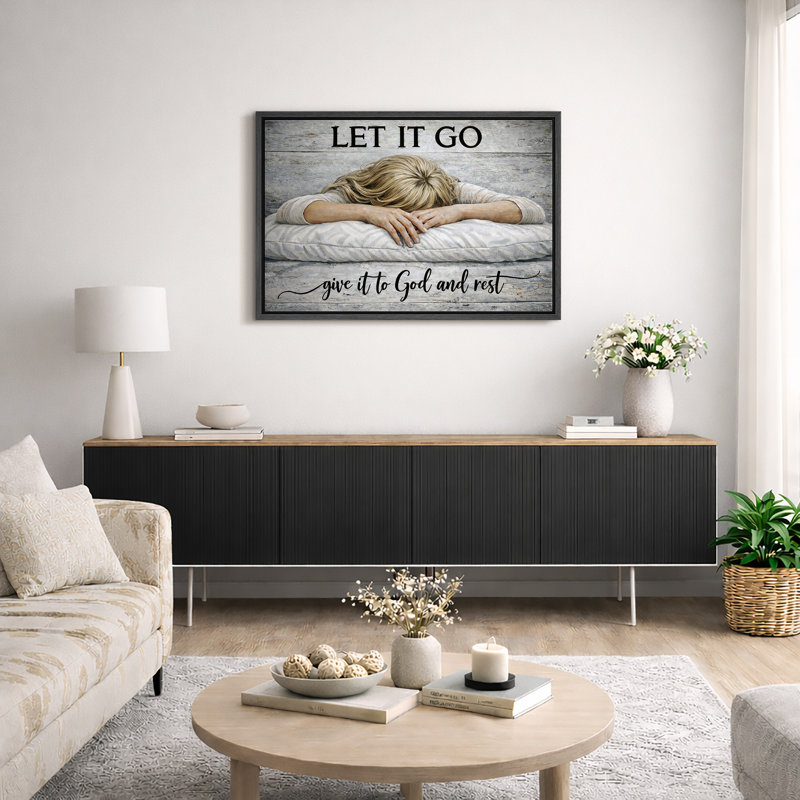 Let It Go Art, donner à Dieu, impression sur toile, impression sur toile encadrée, Cadre noir, H 16 po x l 24 po x P 1,5 po