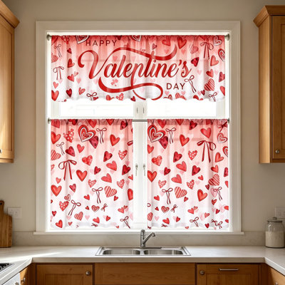 2D Printed Kitchen Curtain Short Panels Washable Decorative Window Curtains For Kitchen
