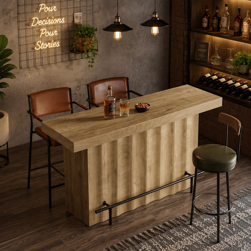 63" Bar Table, 2-Tier Bar Unit Counter Height Pub Table