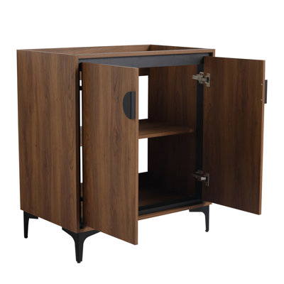 Meuble-lavabo autoportant de 30 po, bois d'ingénierie, 2 portes, résistance à l'absorption d'eau, brun, armoire de style américain brun 30 po, armoire en bois, facile à installer,