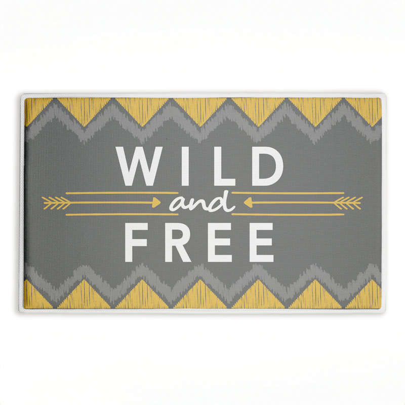 Desert Boho Wild & Free Printed Plush Bath Mat and Bath Rug, design by Alison Tauber, 18"x30"