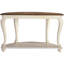 Console Realyn French Country, demi-cercle, blanc et brun