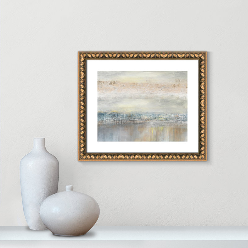 Electra From A Distance by Nan - Painting Print, Picture Framed Paper, 16" H x 19" W, Walnut Wood
