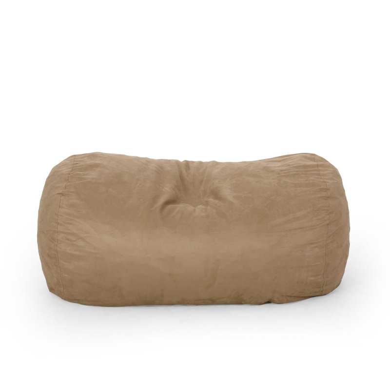 Pouf cylindrique en microfibre 6,5 pieds Potrero, Microfibre/microsuède beige, H 33 po x l 70 po x P 45 po
