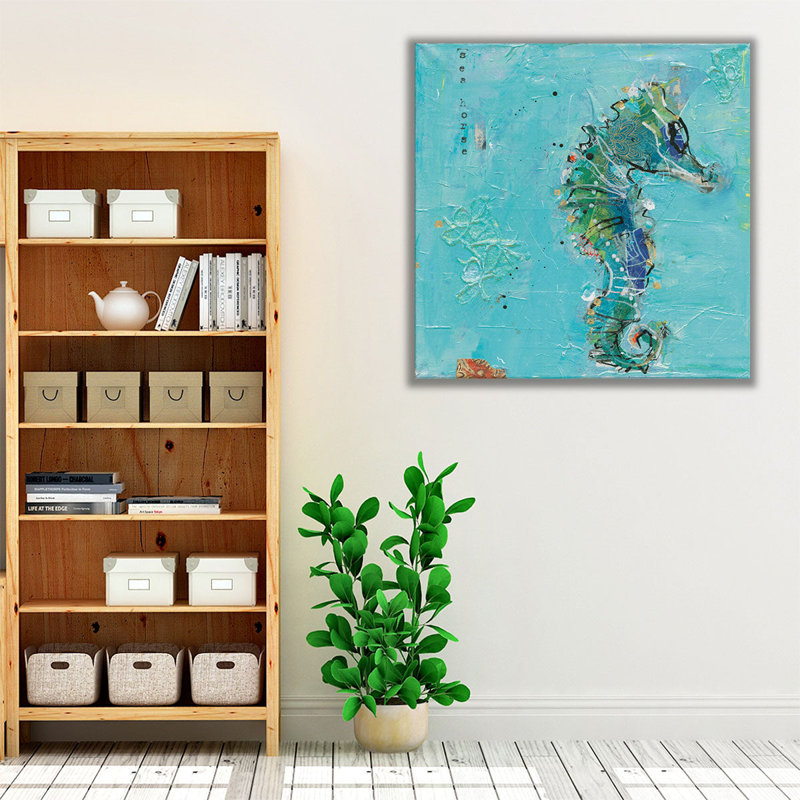 «Little Seahorse Blue», reproduction d'art sur toile, H 12 po x l 12 po