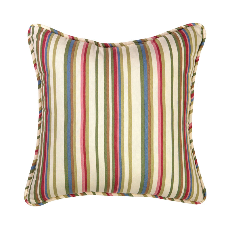 Hillhouse Circa Traditional Cotton Stripe Square Pillow, Beige