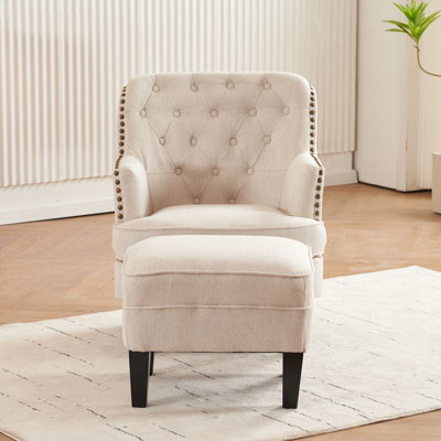 Button Tufted Club Chair With Ottoman -  Red Barrel Studio®, D47FD488C22940D29C852A323FBC74C7