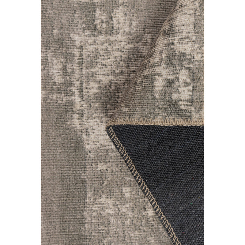 Tapis décoratif moderne à motif tissé gris, Rond 8 pi 3 po
