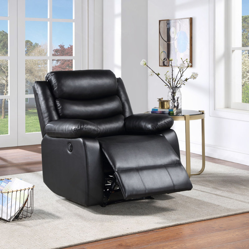 Fauteuil inclinable souple, fauteuil inclinable électrique en cuir synthétique noir Eilbra