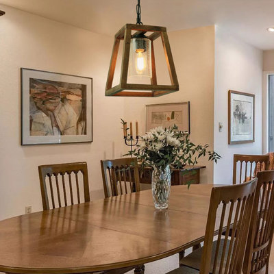 Marnee Farmhouse Pendant Lighting,1-Light Brown Pendant Island Light with Clear Glass Shade
