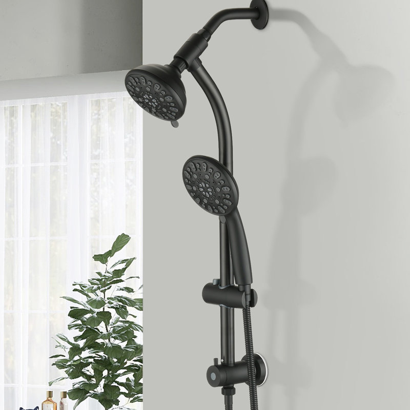 Stainless Steel Slide Bar With 7 Spray Modes - Matte Black Shower And Settings