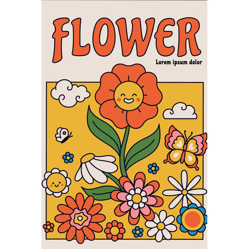 «Flower Power», art textuel sur toile tendue, H 36 po x l 24 po
