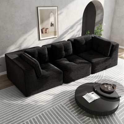 Modern Modular Sofa Set, Corduroy Upholstery, Extra-Large Three-Seater, Spacious Seating, No Assembly Required, Slip-Resistant Design, Perfect For The Living Room