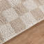 Beige Modern Shaggy Washable Rug, Chequered Anti-Slip Rug For Living Room, Dining Room, Bedroom, Kitchen-372105708