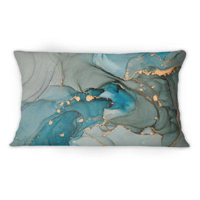 Coussin décoratif en marbre infusé d'or turquoise 1