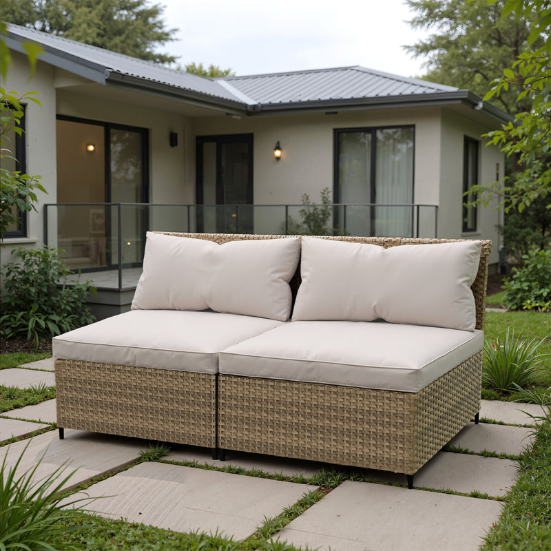 Causeuse d'extérieur Pe Wicker, Beige