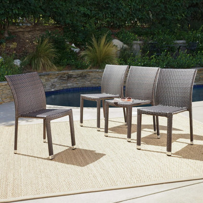 Chaise empilable sans accoudoirs, structure en aluminium résistant aux intempéries, brun, l 18,07 po x P 24,84 po, H 31,65 po
