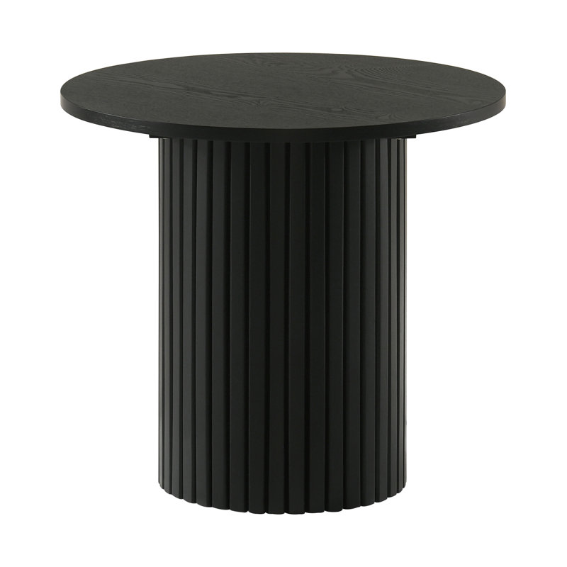23.9" W Transitional End Table, Black, Black