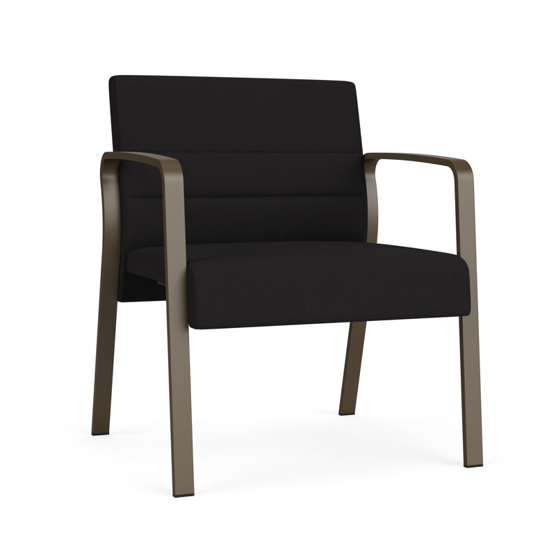 Chaise d'invité surdimensionnée Waterfall, Portes ouvertes en tissu noir, Bronze