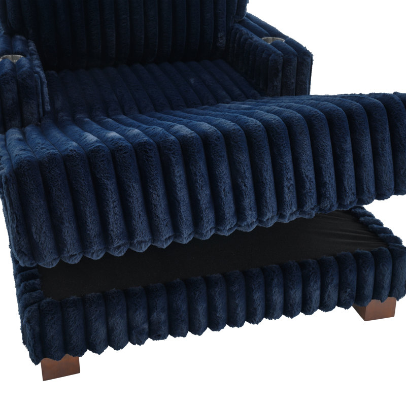 Chaise longue d'intérieur en fausse fourrure, Marine, Faux Fur