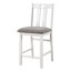 Table de salle à manger à hauteur de comptoir 5 pièces en bois massif blanc avec 4 coussins en tissu gris et lin
