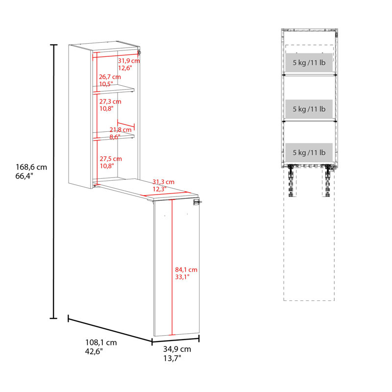 White Folding Table with Storage