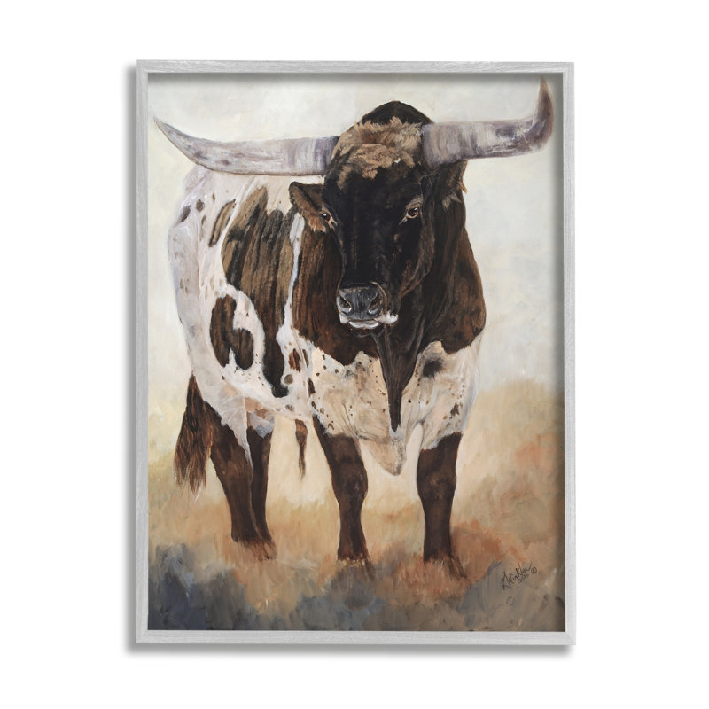«Stupell Industries Longhorn Bovins», art mural sur toile par Kathy Winkler, H 30 po x l 24 po x P 1,5 po