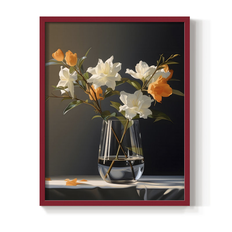 Reproduction encadrée Classy Vase II - bois massif, H 30 po x l 24 po, Rouge