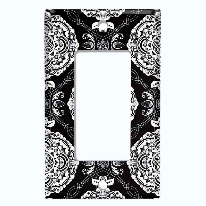 Patterned 1 - Gang Rocker Standard Wall Plate, Black