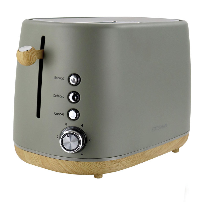 Statesman 2 Slice Scandi Toaster Grey/Blue, Green