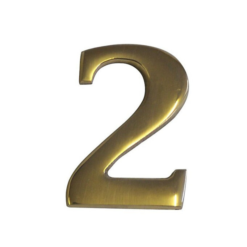 Kelesia 6cm H Reflective Metal House Number, Brass, 3
