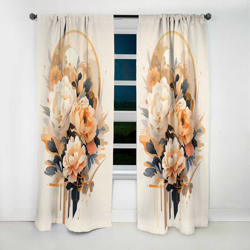 Cabazon - Rideau pivoine - Rideau occultant à motif floral - 1 panneau, L 52 po x L 63 po