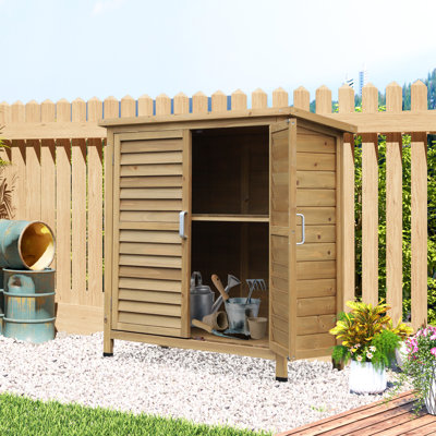 Aaryash Garden Shed Wooden 2 Door Unit 87L x 46.5W x 96.5Hcm, Natural