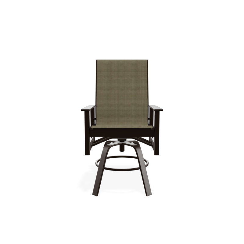 Fauteuil pivotant à hauteur de barre en polymère de qualité marine Leeward Sling, Kona, Beacon taupe Sunbrella®, 26"