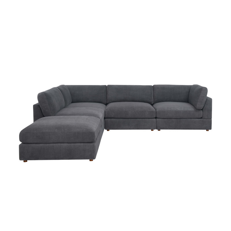 Airedale Modular Corduroy Sectional, Dark Gray