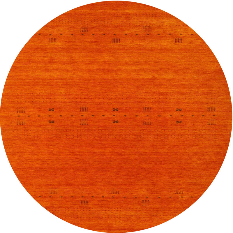 Tapis contemporain orange, Rond 7 pi x 7 pi