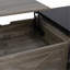 Table basse à plateau relevable Farmhouse avec portes de grange, grand espace de rangement caché, supports latéraux et tablettes ouvertes-2147394118